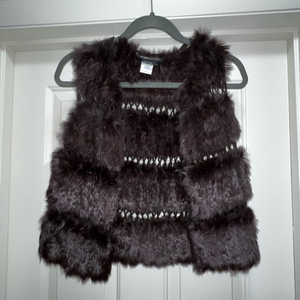 BCBGMaxAzria rabbit fur vest